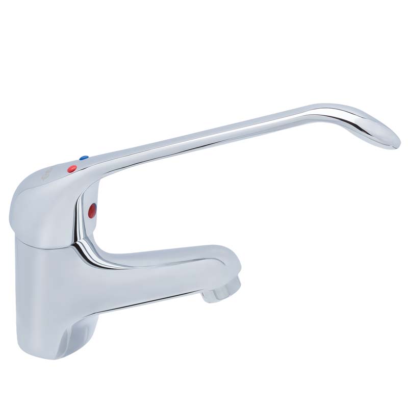 ADL fixed basin mixer, Supreme care, disabled tapware, accessible, coloured indicator, with diverter