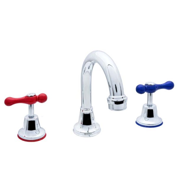 E-SEE lever basin set, coloured handles, coloured levers